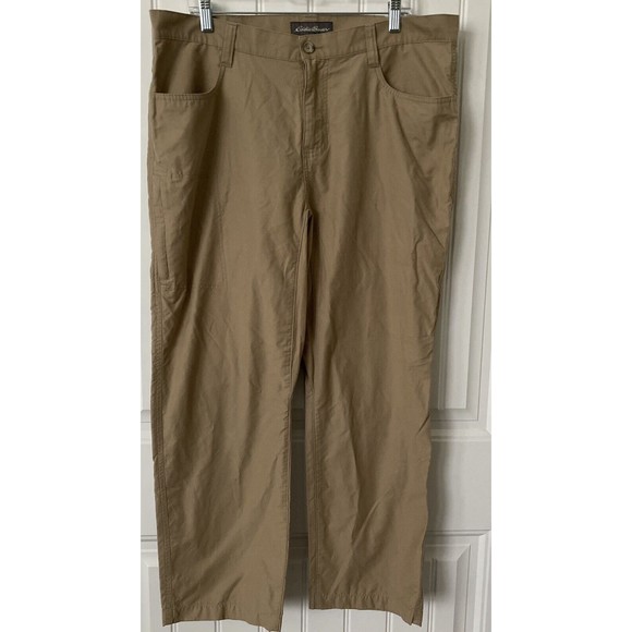 Eddie Bauer Lightweight Pants Adult Size 38 X 30 Tan Outdoor Hiking Mens Pockets - Picture 1 of 11